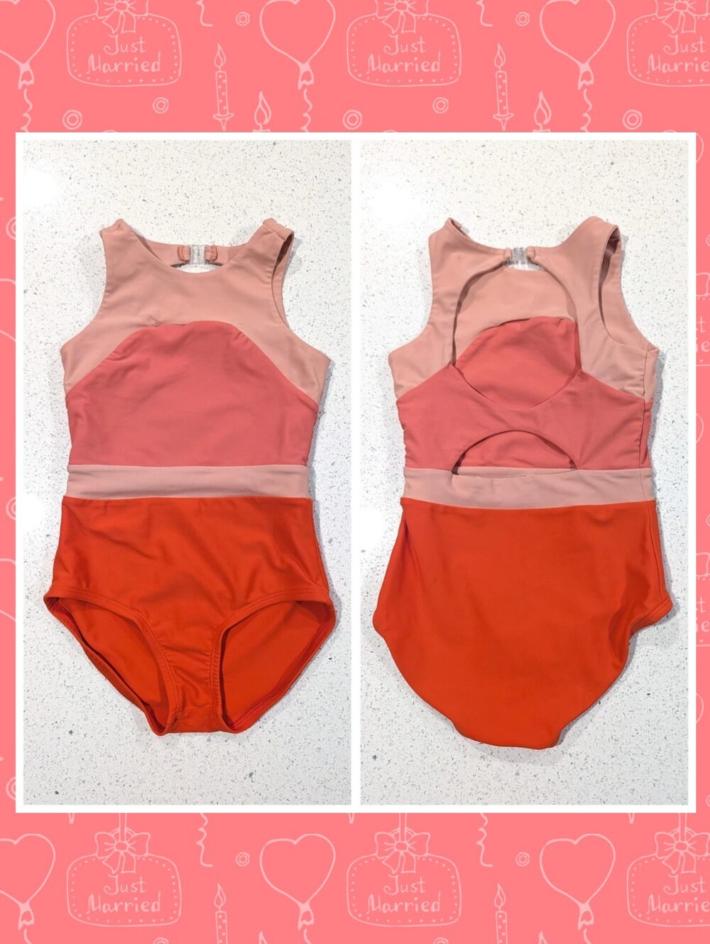 BEAUTIFUL Purple Pixies Gymnastics Dance Leotard CS Small Salmon Orange KEYHOLE